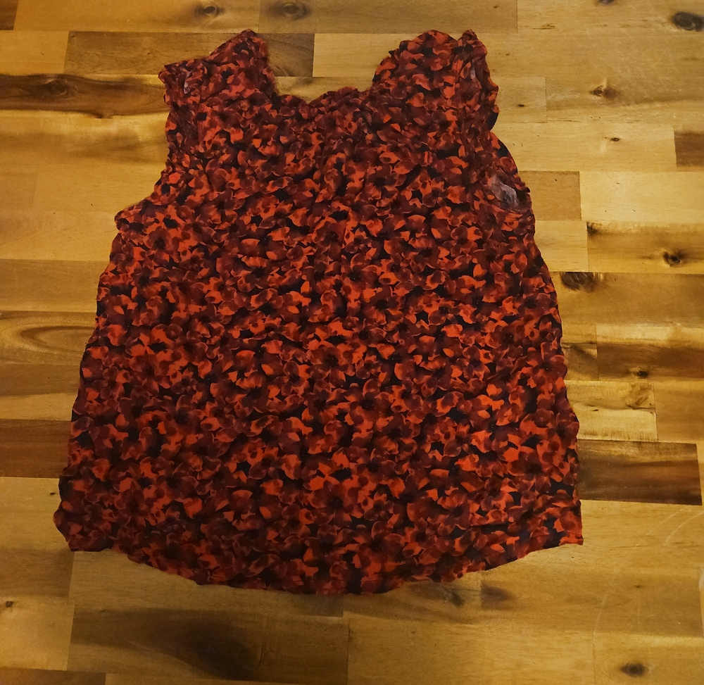 Floral Sleeveless Top - Red and Black